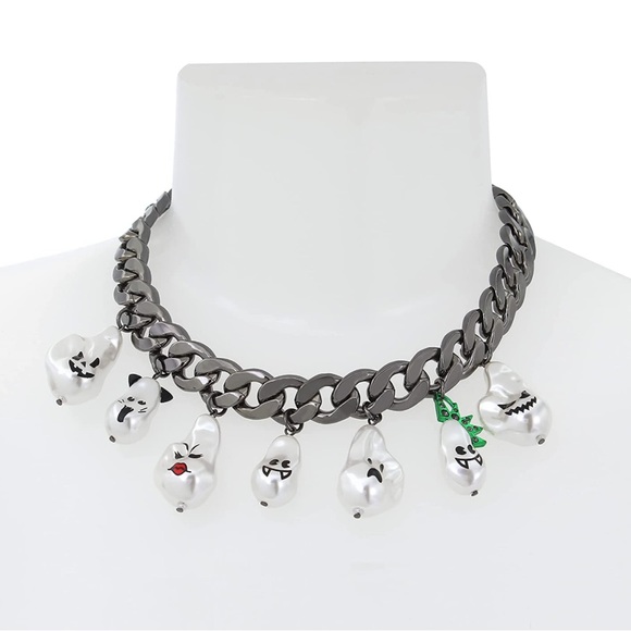 Betsey Johnson Pearl Ghost Necklace Halloween - Picture 2 of 4